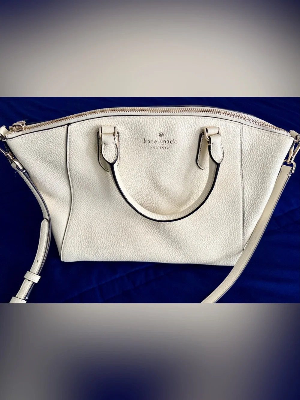 kate spade Cream Pebbled Leather Satchel with Top Handles